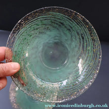 Load image into Gallery viewer, SCOTTISH GLASS. Collectable Small PAIR of 1930s Monart Bowls. Aqua with Silver Aventurine (I)
