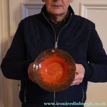 Load image into Gallery viewer, SCOTTISH GLASS. Fabulous 1920s Antique Monart Shallow Bowl with Rim. 7 1/4 inches
