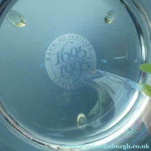 Load image into Gallery viewer, Fine Caithness Glass Bowl; etched thistles &amp; floral design. Bank of Scotland Tercentenary 1995
