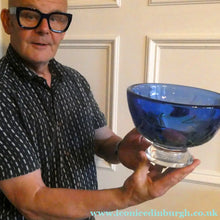 Load image into Gallery viewer, Fine Caithness Glass Bowl; etched thistles &amp; floral design. Bank of Scotland Tercentenary 1995

