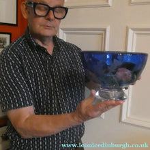 Load image into Gallery viewer, Fine Caithness Glass Bowl; etched thistles &amp; floral design. Bank of Scotland Tercentenary 1995
