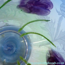 Load image into Gallery viewer, Fine Caithness Glass Bowl; etched thistles &amp; floral design. Bank of Scotland Tercentenary 1995
