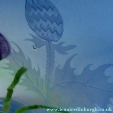 Load image into Gallery viewer, Fine Caithness Glass Bowl; etched thistles &amp; floral design. Bank of Scotland Tercentenary 1995
