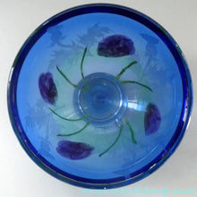Load image into Gallery viewer, Fine Caithness Glass Bowl; etched thistles &amp; floral design. Bank of Scotland Tercentenary 1995
