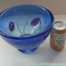 Load image into Gallery viewer, Fine Caithness Glass Bowl; etched thistles &amp; floral design. Bank of Scotland Tercentenary 1995
