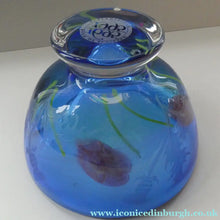 Load image into Gallery viewer, Fine Caithness Glass Bowl; etched thistles &amp; floral design. Bank of Scotland Tercentenary 1995
