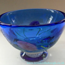 Load image into Gallery viewer, Fine Caithness Glass Bowl; etched thistles &amp; floral design. Bank of Scotland Tercentenary 1995
