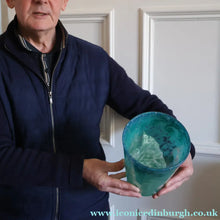 Load image into Gallery viewer, SCOTTISH GLASS. Fine Large MONART Glass Bucket Vase. Original Label: OE VI
