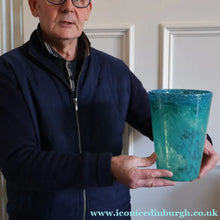 Load image into Gallery viewer, SCOTTISH GLASS. Fine Large MONART Glass Bucket Vase. Original Label: OE VI
