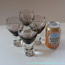 Load image into Gallery viewer, FOUR Caithness CANISBAY LARGE Peat Coloured Wine Glasses. Space Age Shape. 5 1/4 inches in height
