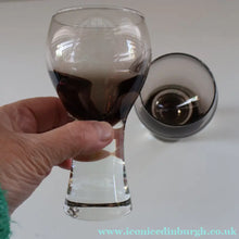 Load image into Gallery viewer, FOUR Caithness CANISBAY LARGE Peat Coloured Wine Glasses. Space Age Shape. 5 1/4 inches in height
