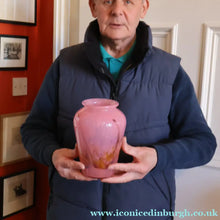 Load image into Gallery viewer, Genuine MONART Scottish Glass. Vintage Art Glass Vase, 1930s. Unusual Sugar Pink Shades. 8 inches
