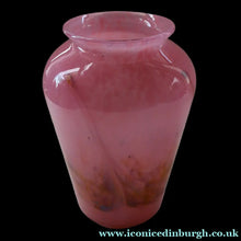 Load image into Gallery viewer, Genuine MONART Scottish Glass. Vintage Art Glass Vase, 1930s. Unusual Sugar Pink Shades. 8 inches
