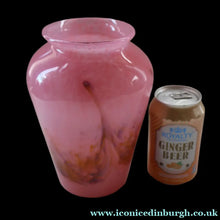 Load image into Gallery viewer, Genuine MONART Scottish Glass. Vintage Art Glass Vase, 1930s. Unusual Sugar Pink Shades. 8 inches
