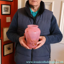 Load image into Gallery viewer, Genuine MONART Scottish Glass. Vintage Art Glass Vase, 1930s. Unusual Sugar Pink Shades. 8 inches
