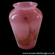 Load image into Gallery viewer, Genuine MONART Scottish Glass. Vintage Art Glass Vase, 1930s. Unusual Sugar Pink Shades. 8 inches
