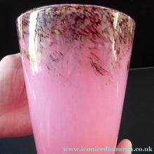 Load image into Gallery viewer, 1930s Tall Scottish Monart Glass Vase. Pink with Gold Aventurine
