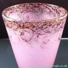 Load image into Gallery viewer, 1930s Tall Scottish Monart Glass Vase. Pink with Gold Aventurine
