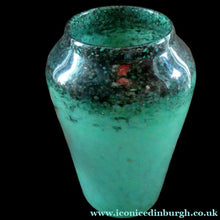 Load image into Gallery viewer, Large Green Monart Glass Vase with Black Flecks and Gold Aventurine. 9 3/4 inches

