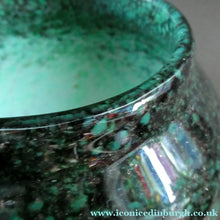 Load image into Gallery viewer, Large Green Monart Glass Vase with Black Flecks and Gold Aventurine. 9 3/4 inches
