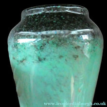 Load image into Gallery viewer, Large Green Monart Glass Vase with Black Flecks and Gold Aventurine. 9 3/4 inches
