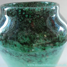 Load image into Gallery viewer, Large Green Monart Glass Vase with Black Flecks and Gold Aventurine. 9 3/4 inches
