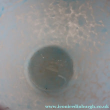 Load image into Gallery viewer, SCOTTISH GLASS. Large MONART Glass Vase. Bulbous Shape (MF). Mottled Pale Blue with Pale Grey Neck. 9 inches high
