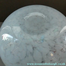 Load image into Gallery viewer, SCOTTISH GLASS. Large MONART Scottish Art Glass Vase. SA Shape. Mottled Pale Blue, Pink with Swirls &amp; Lots of Gold Aventurine Flakes. 7 3/4 inches high
