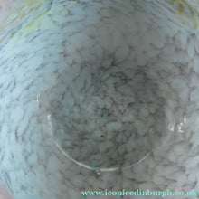 Load image into Gallery viewer, SCOTTISH GLASS. Large MONART Scottish Art Glass Vase. SA Shape. Mottled Pale Blue, Pink with Swirls &amp; Lots of Gold Aventurine Flakes. 7 3/4 inches high
