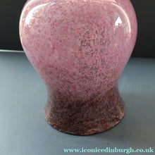 Load image into Gallery viewer, SCOTTISH GLASS. Large MONART Glass Vase. SA Shape. Mottled Pale Pink, Blush Pink and Purple &amp; Lots of Copper Aventurine Flakes. 8 inches high

