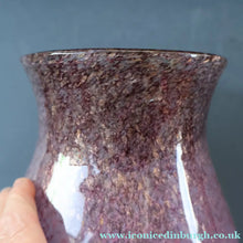 Load image into Gallery viewer, SCOTTISH GLASS. Large MONART Glass Vase. SA Shape. Mottled Pale Pink, Blush Pink and Purple &amp; Lots of Copper Aventurine Flakes. 8 inches high
