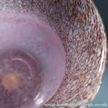 Load image into Gallery viewer, SCOTTISH GLASS. Large MONART Glass Vase. SA Shape. Mottled Pale Pink, Blush Pink and Purple &amp; Lots of Copper Aventurine Flakes. 8 inches high

