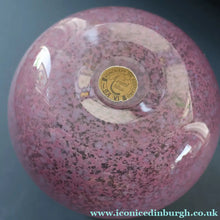 Load image into Gallery viewer, SCOTTISH GLASS. Large MONART Glass Vase. SA Shape. Mottled Pale Pink, Blush Pink and Purple &amp; Lots of Copper Aventurine Flakes. 8 inches high
