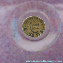 Load image into Gallery viewer, SCOTTISH GLASS. Large MONART Glass Vase. SA Shape. Mottled Pale Pink, Blush Pink and Purple &amp; Lots of Copper Aventurine Flakes. 8 inches high
