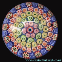 Load image into Gallery viewer, Scottish Glass. Strathearn Paperweight. More Unusual LARGE One with Concentric Millefiori Rings Design
