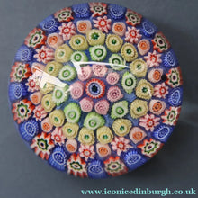 Load image into Gallery viewer, Scottish Glass. Strathearn Paperweight. More Unusual LARGE One with Concentric Millefiori Rings Design
