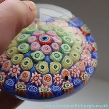 Load image into Gallery viewer, Scottish Glass. Strathearn Paperweight. More Unusual LARGE One with Concentric Millefiori Rings Design
