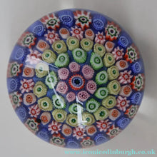 Load image into Gallery viewer, Scottish Glass. Strathearn Paperweight. More Unusual LARGE One with Concentric Millefiori Rings Design
