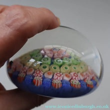 Load image into Gallery viewer, Scottish Glass. Strathearn Paperweight. More Unusual LARGE One with Concentric Millefiori Rings Design

