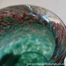 Load image into Gallery viewer, SCOTTISH GLASS. MONART Glass Vase. Bulbous Vase with Rim Shape RA. Plain Mottled Dark Aqua Green Glass. 4 3/4 inches high
