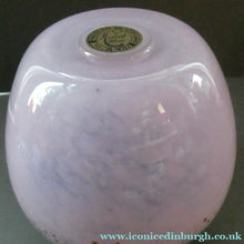 Load image into Gallery viewer, SCOTTISH GLASS. MONART Glass Vase. Bulbous Shape (A). Mottled Dusky Warm Pink with Black Flecks &amp; Gold Aventurine at the Rim
