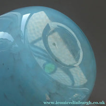 Load image into Gallery viewer, SCOTTISH GLASS. MONART Glass Vase. Bulbous Shape (A). Mottled Lilac Grey-Blue with Black Flecks &amp; Gold Aventurine at the Rim
