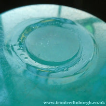 Load image into Gallery viewer, SCOTTISH GLASS. MONART Glass Vase. Bulbous Vase with Rim Shape RA. Plain Mottled Dark Aqua Green Glass

