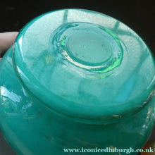 Load image into Gallery viewer, SCOTTISH GLASS. MONART Glass Vase. Bulbous Vase with Rim Shape RA. Plain Mottled Dark Aqua Green Glass
