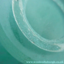 Load image into Gallery viewer, SCOTTISH GLASS. MONART Glass Vase. QC Shape. Mottled Aqua Green Changing to Blue at the Rim
