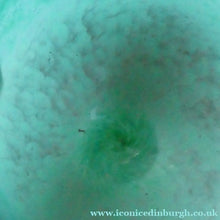 Load image into Gallery viewer, SCOTTISH GLASS. MONART Glass Vase. QC Shape. Mottled Aqua Green Changing to Blue at the Rim
