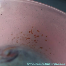 Load image into Gallery viewer, SCOTTISH GLASS. MONART Vase. SA Shape. Mottled Pale Blue, Pink with Swirls &amp; Lots of Gold Aventurine Flakes. 7 inches high

