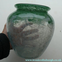 Load image into Gallery viewer, SCOTTISH GLASS. 1940s 1950s Clear Blue and Green Vasart Vase SIGNED
