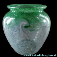 Load image into Gallery viewer, SCOTTISH GLASS. 1940s 1950s Clear Blue and Green Vasart Vase SIGNED

