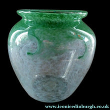 Load image into Gallery viewer, SCOTTISH GLASS. 1940s 1950s Clear Blue and Green Vasart Vase SIGNED
